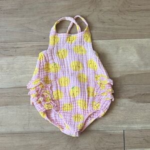 Angel Dear Pink and Yellow Baby Romper with Ruffles